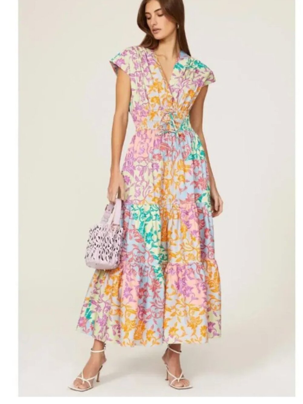 Derek Lam 10 Crosby Fatima Dress Patchwork Tiered Midi 6